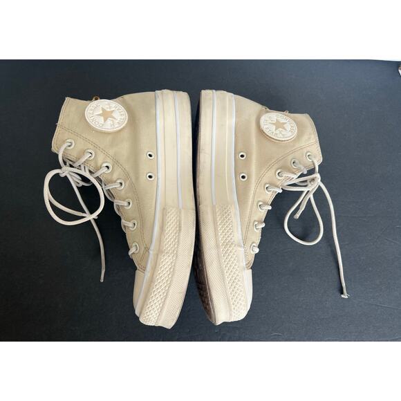 Converse Beige White Chuck Taylor All Star Lift HighTop Platform Sneaker Shoes 9 - Picture 5 of 12